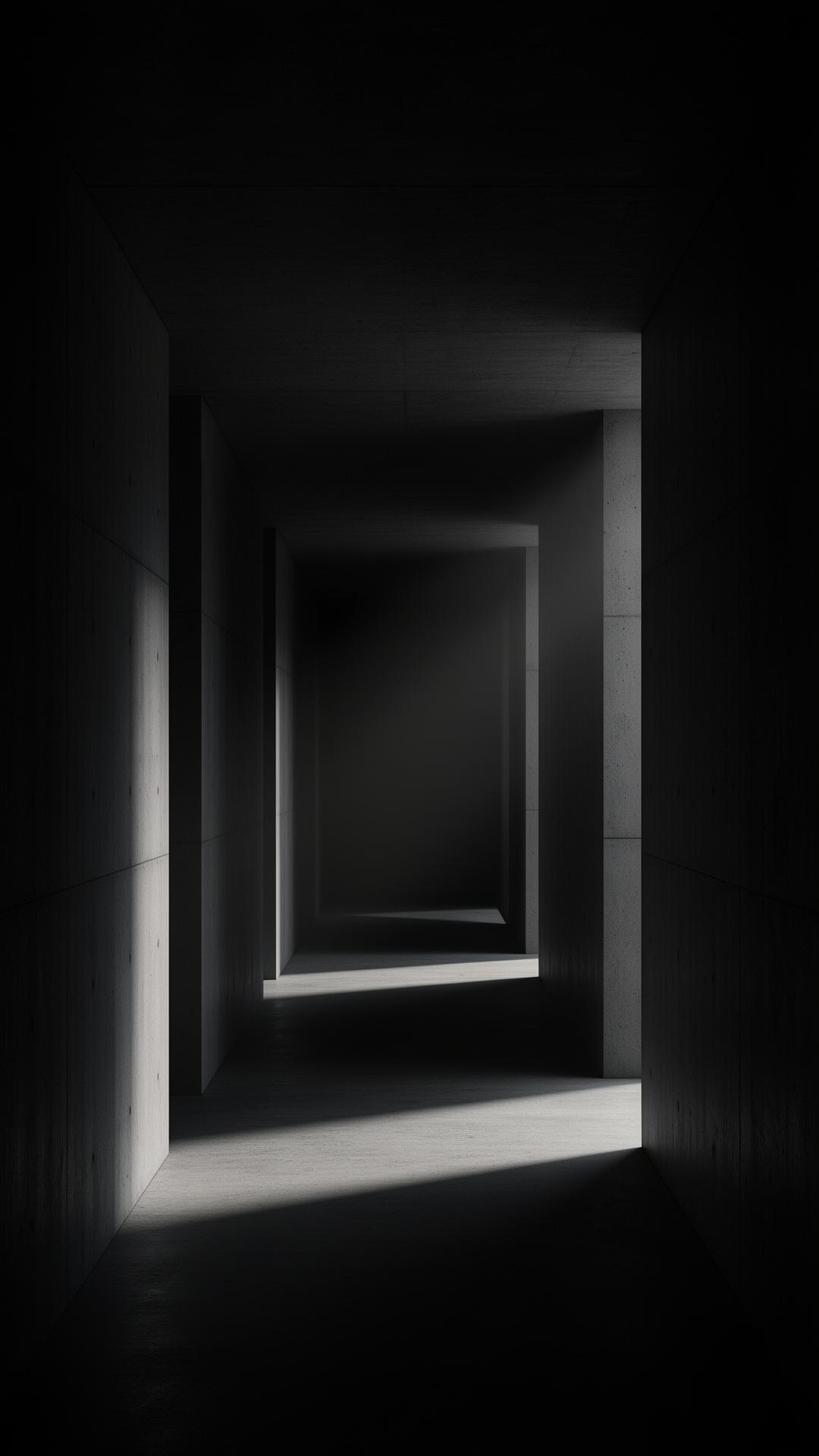 Modern architectural space with dramatic lighting