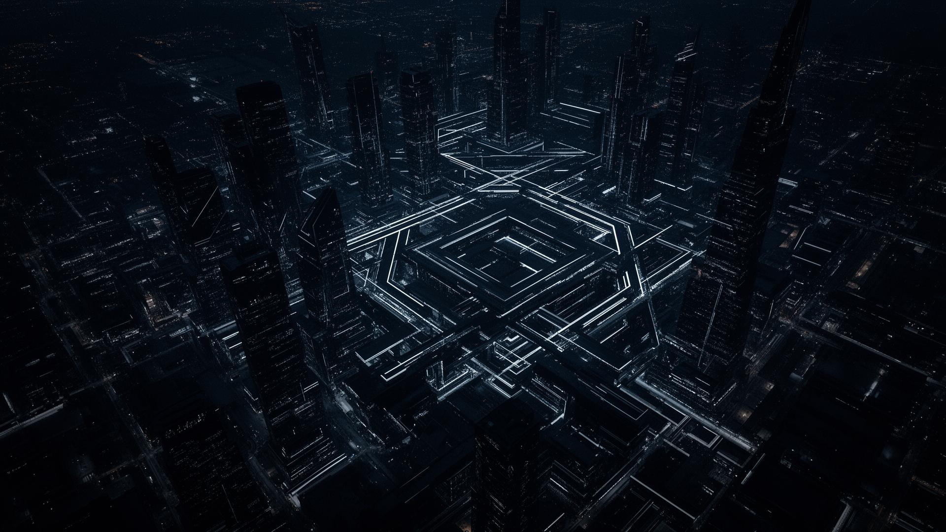 Abstract light patterns through architectural glass