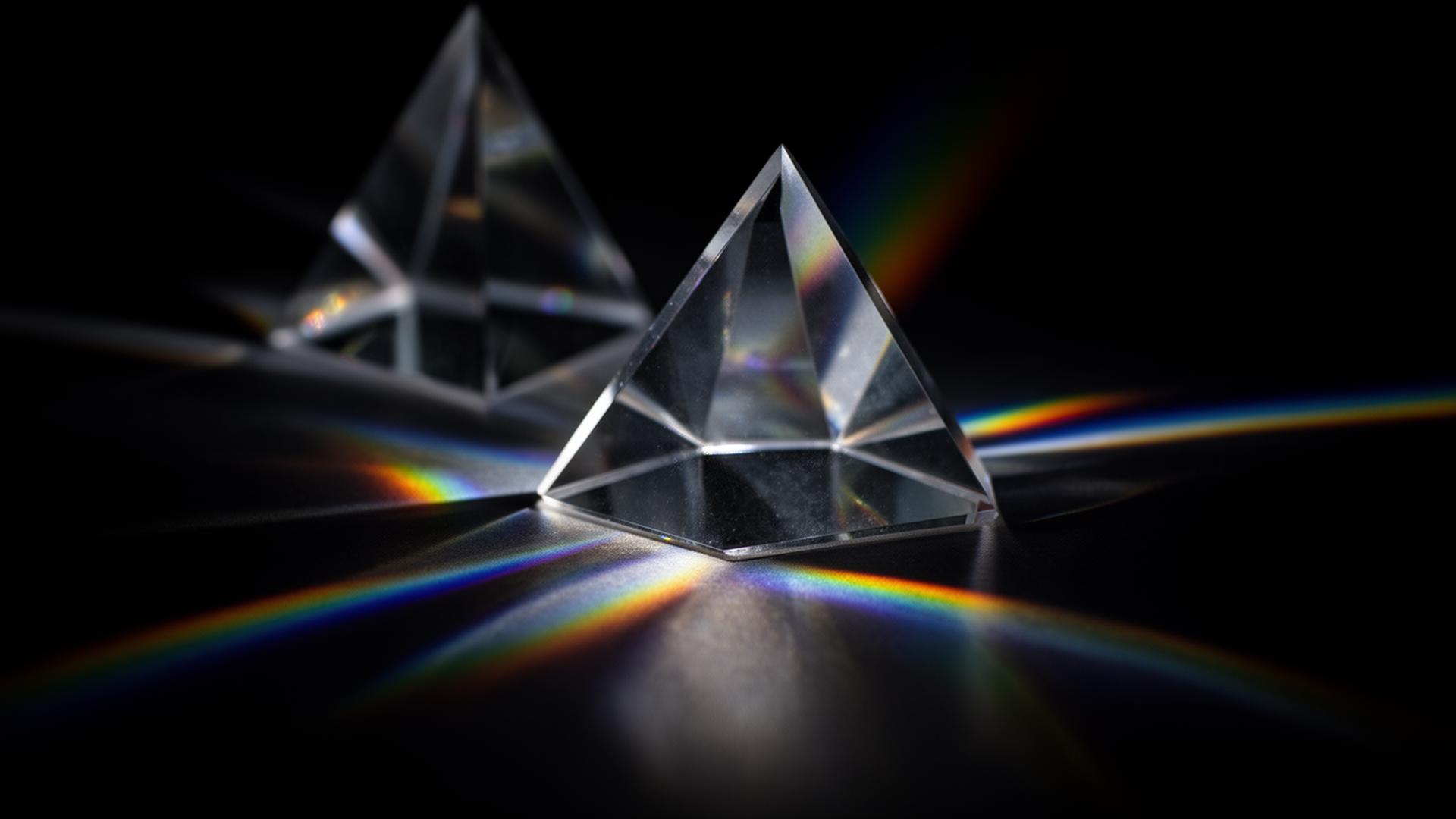 Abstract light refracting through geometric glass